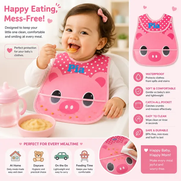 Waterproof_Baby_Feeding_Bib_with_Food_Catcher_Pocket_Cute_Pig_Cartoon_Design_for_Babies_&_Toddlers