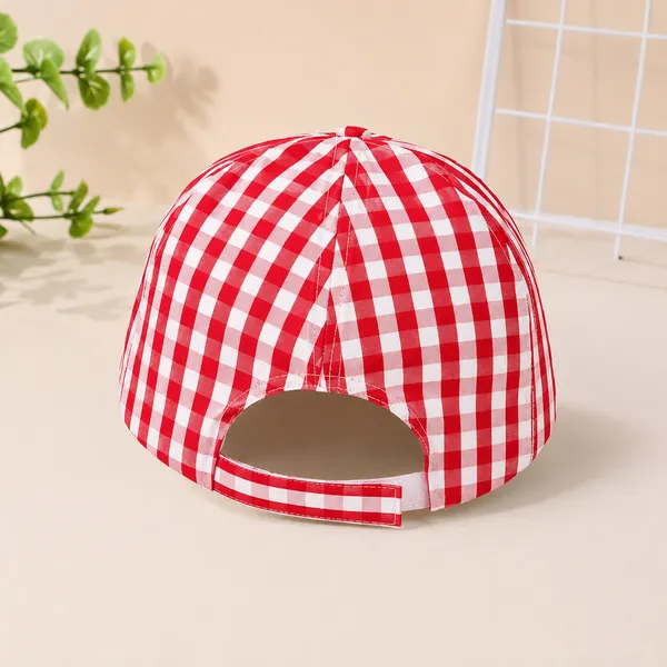 Kids_Checkered_Cotton_Cap_with_BDIW_Bunny_Patch_|_Adjustable_Casual_Summer_Cap_|_Red