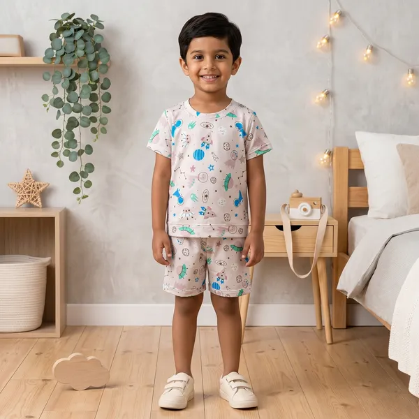 DOLPHIN_CUTE_CARTOON_PRINTED_KIDS_CO-ORD_SET_(T-SHIRT_&_SHORTS_COMBO)_FUN_SUMMER_COLLECTION