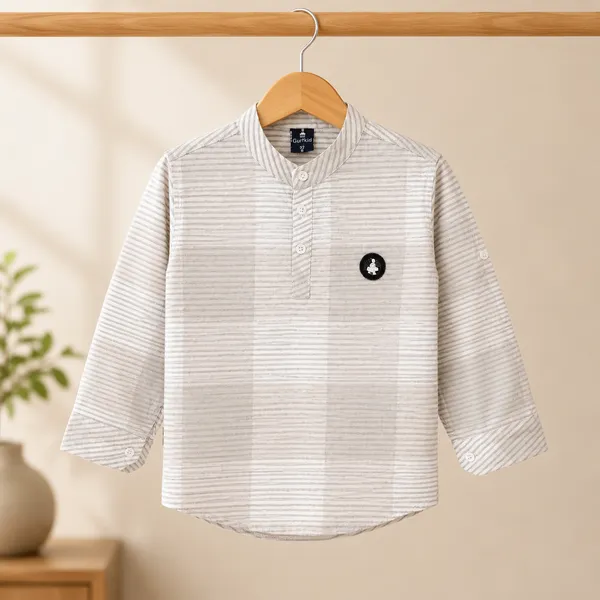 GUFFKID_BOYS_STRIPED_KURTA_STYLE_SHIRT__&_PANT_SET_|_2_PIECE_CASUAL_OUTFIT
