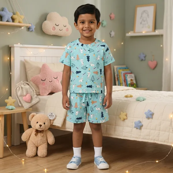 DOLPHIN_CUTE_CARTOON_PRINTED_KIDS_CO-ORD_SET_(T-SHIRT_&_SHORTS_COMBO)_FUN_SUMMER_COLLECTION