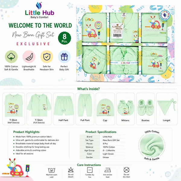 Little_Hub_8_Piece_Newborn_Baby_Gift_Set_Combo_100%_Cotton_Baby_Essentials_Kit_(Assorted_Prints,_0-6_Months)