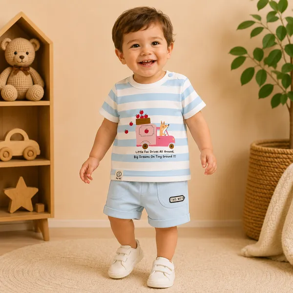 Ollypop_Kids_Cotton_Printed_Striped_T-Shirt_&_Solid_Shorts_Clothing_Set_|_Half_Sleeve_Round_Neck_|_Soft_&_Breathable_Summer_Co-ord_Set