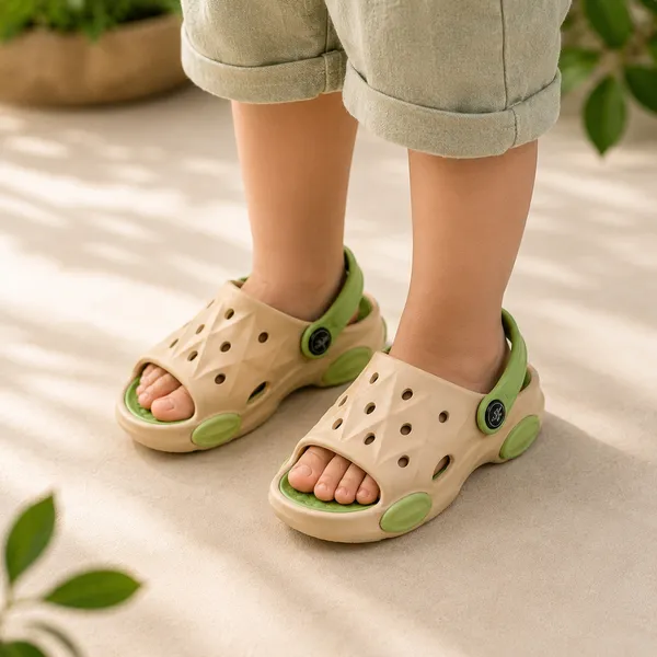 Kids_Open_Toe_Garden_Clogs_|_Lightweight_EVA_Clogs_with_Adjustable_Back_Strap_|_Soft_Cushioned_Anti-Slip_Summer_Sandals_for_Boys_&_Girls_|_Beige_&_Light_Green