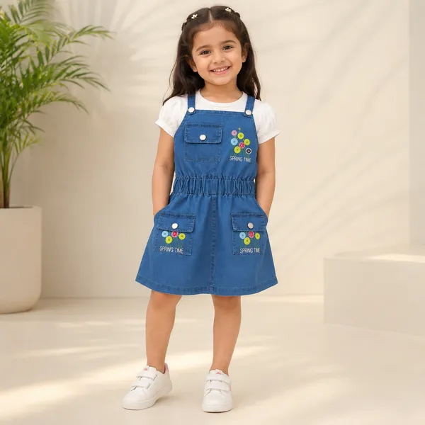 Girls_4-Piece_Denim_Dress_Set_|_Denim_Pinafore_Dress_with_T-Shirt,_Hairband_&_Matching_Bag_|_Stylish_Casual_Outfit_for_Girls