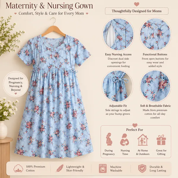 Women's_Maternity_Feeding_Night_Gown_|_Soft_&_Breathable_Cotton_Printed_Nursing_Dress_with_Hidden_Feeding_Zip_|_Half_Sleeve_Lounge_Wear_|_Sky_Blue