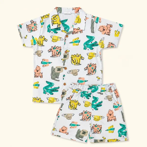 Natkhat_Boys_Lightweight_Summer_Shirt_&_Shorts_Set_|_Animal_Print_Collection