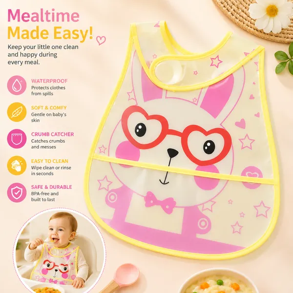 Waterproof_Baby_Feeding_Bib_with_Crumb_Catcher_Pocket_-_Cute_Bunny_Cartoon_Mealtime_Bib_for_Babies_&_Toddlers_(Yellow_Pink_Design