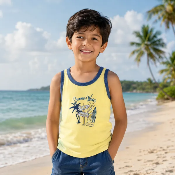 Boys_Yellow_Cotton_Sleeveless_Vest_|_Summer_Waves_Printed_Round_Neck_Tank_Top_|_Soft_Everyday_Innerwear_for_Kids