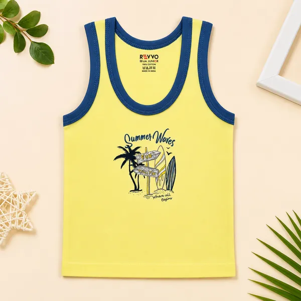 Boys_Yellow_Cotton_Sleeveless_Vest_|_Summer_Waves_Printed_Round_Neck_Tank_Top_|_Soft_Everyday_Innerwear_for_Kids