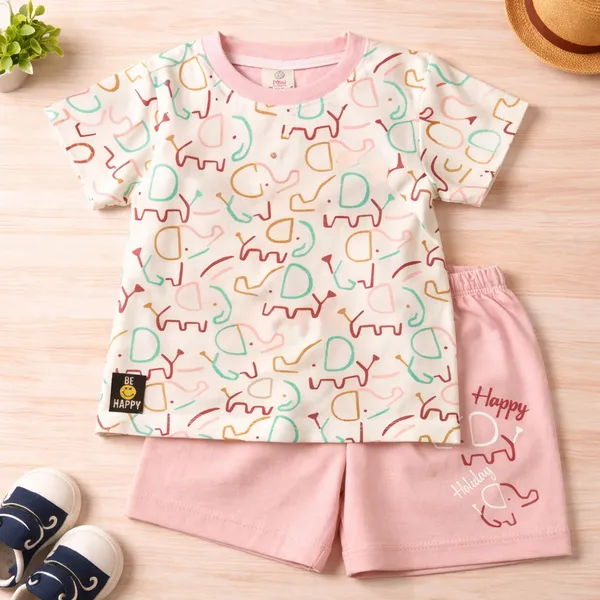 Mini_Donuts_Kids_Cotton_T-Shirt_&_Shorts_Set__Cute_Elephant_Printed_Co-ord_Outfit