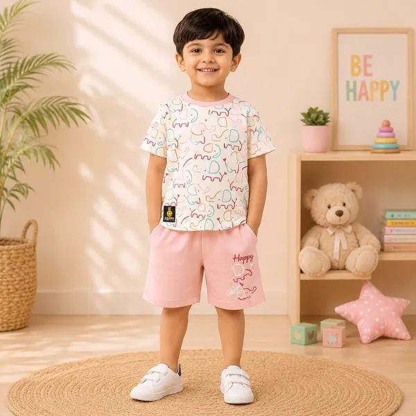 Mini_Donuts_Kids_Cotton_T-Shirt_&_Shorts_Set__Cute_Elephant_Printed_Co-ord_Outfit