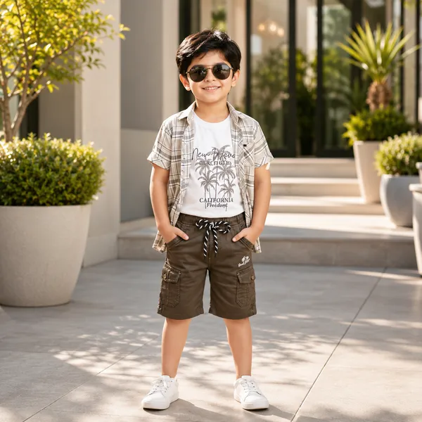 FIRST_HERO_SMART_CHECKED_SHIRT_WITH_CARGO_SHORTS_&_SLEEVELESS_VEST_SET_FOR_KIDS