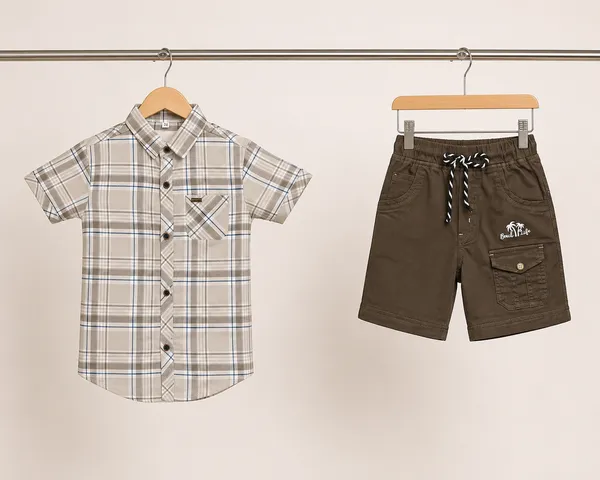 FIRST_HERO_SMART_CHECKED_SHIRT_WITH_CARGO_SHORTS_&_SLEEVELESS_VEST_SET_FOR_KIDS