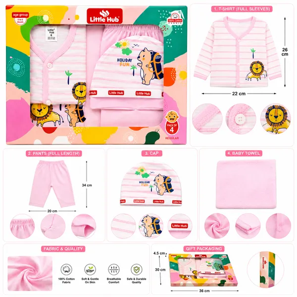 Little_Hub_4_Piece_Newborn_Baby_Gift_Set_100%_Cotton_Full_Sleeve_Clothing_Set_with_Cap_&_Baby_Towel_(0-6_Months)
