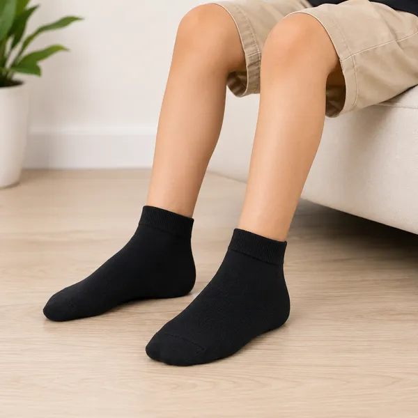 Kids_Black_Cotton_Ankle_Length_Socks_(Pack_of_4)_|_Soft_&_Stretchable_Daily_Wear