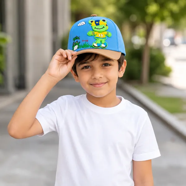 Kids_Frog_Cotton_Baseball_Cap_with_3D_Cartoon_Frog_Patch_|_Adjustable_Summer_Cap_|_Brown