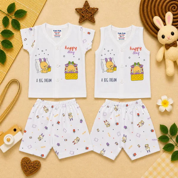 Tuk_Tuk_Happy_Day_Bunny_Print_Newborn_Baby_Cotton_Clothing_Set_(2_Style_Combo)