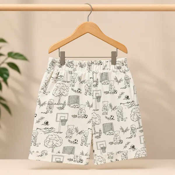 Boys_Cream_Printed_Cotton_Shirt_&_Shorts_Co-Ord_Set_|_Half_Sleeve_Casual_Summer_Outfit_|_Soft_Cotton_Clothing_Set_for_Kids