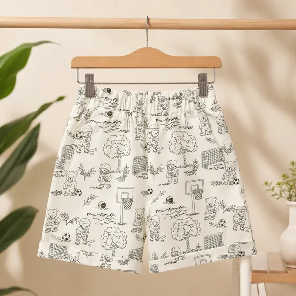 Boys_Cream_Printed_Cotton_Shirt_&_Shorts_Co-Ord_Set_|_Half_Sleeve_Casual_Summer_Outfit_|_Soft_Cotton_Clothing_Set_for_Kids