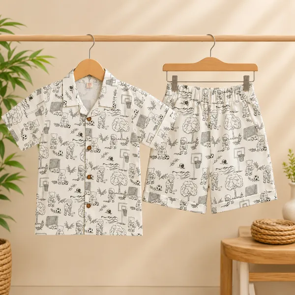 Boys_Cream_Printed_Cotton_Shirt_&_Shorts_Co-Ord_Set_|_Half_Sleeve_Casual_Summer_Outfit_|_Soft_Cotton_Clothing_Set_for_Kids