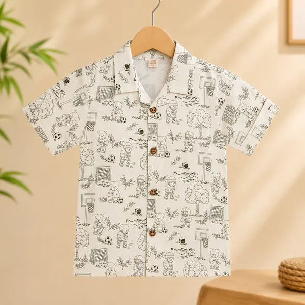 Boys_Cream_Printed_Cotton_Shirt_&_Shorts_Co-Ord_Set_|_Half_Sleeve_Casual_Summer_Outfit_|_Soft_Cotton_Clothing_Set_for_Kids