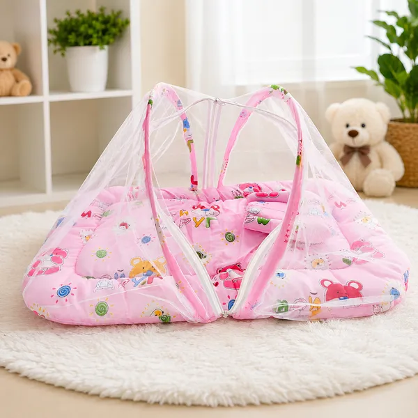Foldable_Baby_Mosquito_Net_Bed_with_Soft_Mattress_&_Pillow_|_Portable_Newborn_Sleeping_Bed_|_Breathable_Travel_Baby_Bedding
