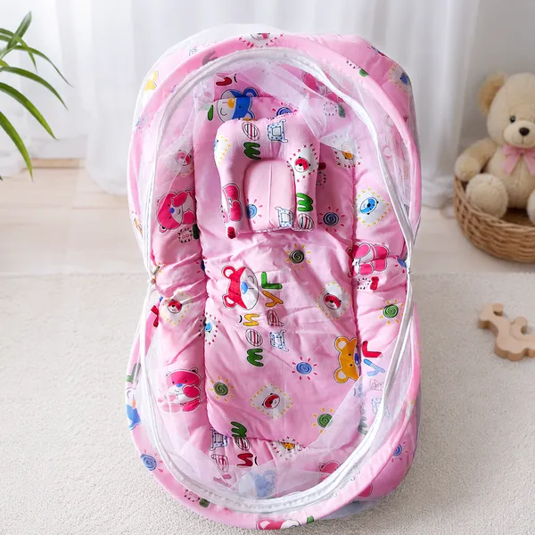 Foldable_Baby_Mosquito_Net_Bed_with_Soft_Mattress_&_Pillow_|_Portable_Newborn_Sleeping_Bed_|_Breathable_Travel_Baby_Bedding