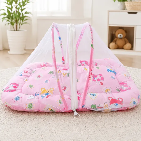 Foldable_Baby_Mosquito_Net_Bed_with_Soft_Mattress_&_Pillow_|_Portable_Newborn_Sleeping_Bed_|_Breathable_Travel_Baby_Bedding