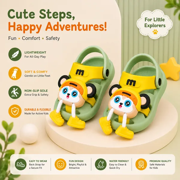 Kids_Cartoon_Monkey_Charm_EVA_Clogs_|_Lightweight_Soft_Slip-On_Sandals_for_Boys_&_Girls