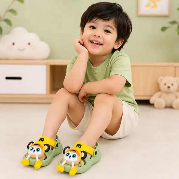 Kids_Cartoon_Monkey_Charm_EVA_Clogs_|_Lightweight_Soft_Slip-On_Sandals_for_Boys_&_Girls