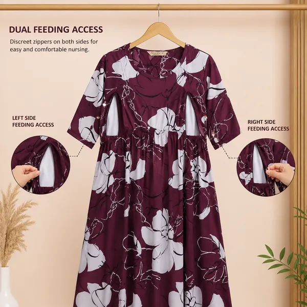 Women's_Maternity_Feeding_Night_Gown_|_Soft_&_Breathable_Cotton_Printed_Nursing_Dress_with_Hidden_Feeding_Zip_|_Half_Sleeve_Lounge_Wear_|_Brown