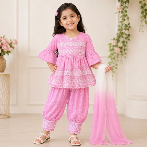 Girls_Embroidered_Ethnic_Frock_with_Dhoti_Pants_&_Dupatta_|_3_Piece_Traditional_Outfit_for_Kids