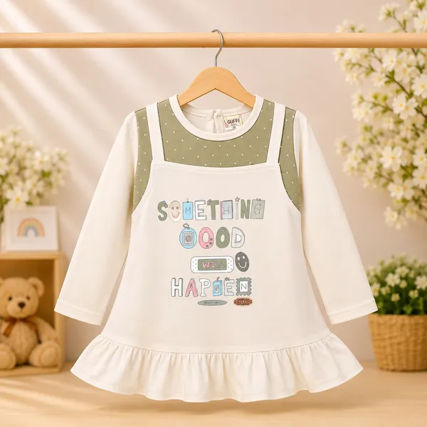 GUFFI_GIRLS_COTTON_TOP_AND_PANTS_SET_|_SOMETHING_GOOD_WILL_HAPPEN_PRINT_|_FULL_SLEEVES_FRILL_TOP_WITH_LEGGINGS