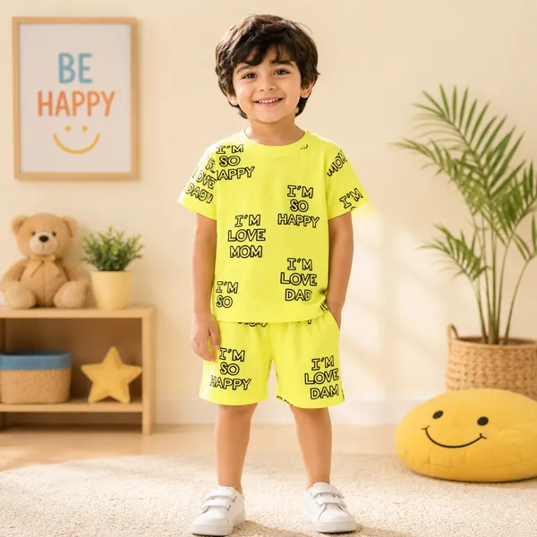 Mini_Donuts_Kids_Cotton_T-Shirt_&_Shorts_Set_I_am_So_Happy_Printed_Co-ord_Outfit