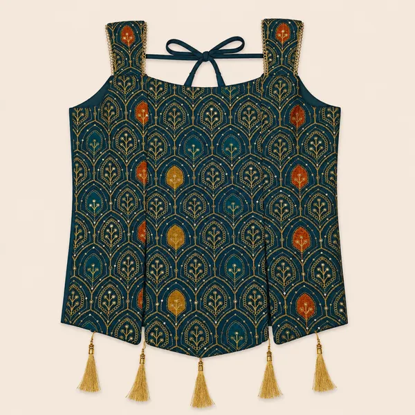 Girls_Embroidered_Crop_Top_&_Flared_Skirt_Co-Ord_Set_|_Stylish_Sleeveless_Ethnic_Party_Wear_for_Girls_|_Festive_Kids_Outfit_with_Tassel_Detailing