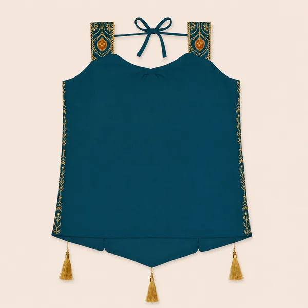 Girls_Embroidered_Crop_Top_&_Flared_Skirt_Co-Ord_Set_|_Stylish_Sleeveless_Ethnic_Party_Wear_for_Girls_|_Festive_Kids_Outfit_with_Tassel_Detailing