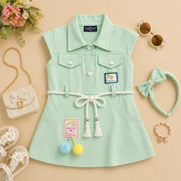 Pink_Poppy_Girls_Stylish_Corduroy_A-Line_Dress_with_Belt_&_Pom-Pom_Detail