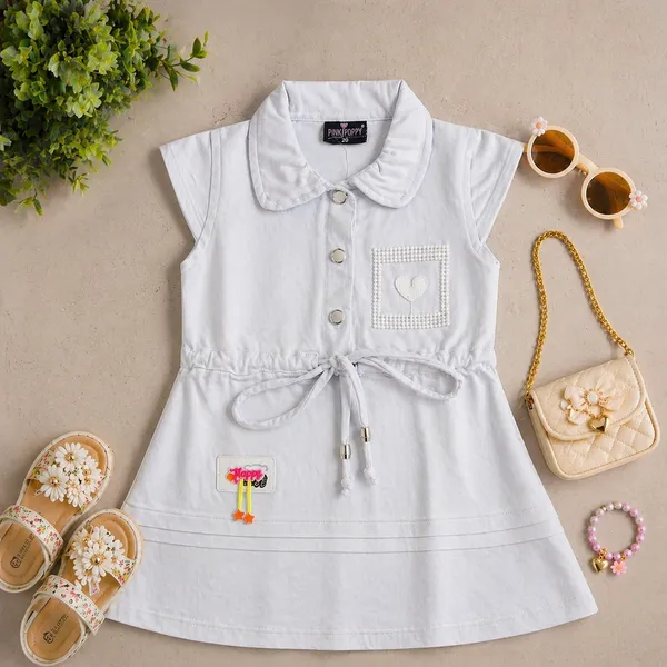 Pink_Poppy_Girls_Elegant_A-Line_Dress_with_Heart_Patch_&_Waist_Tie-Up