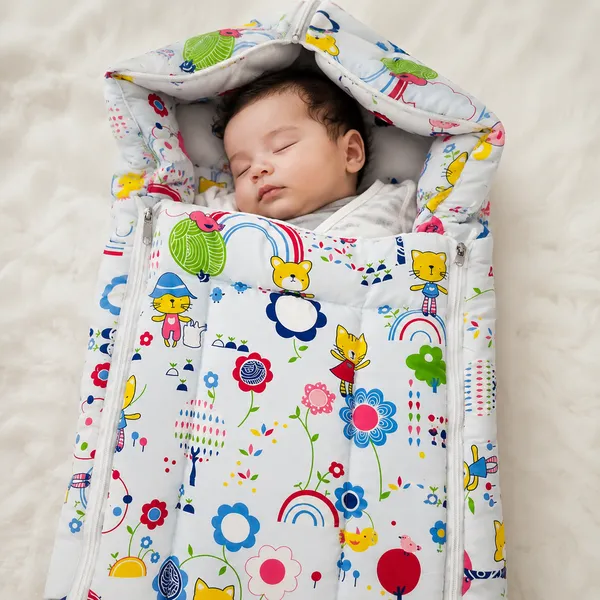 18_Piece_Newborn_Baby_Bedding_Set_with_Mosquito_Net,_Carry_Nest,_Mattress,_Pillow,_Bolsters,_Baby_Cap,_Bibs_&_Accessories_|_Soft_Cotton_Baby_Gift_Set_|_Sky_Blue_With_Printed_Yellow_Kity