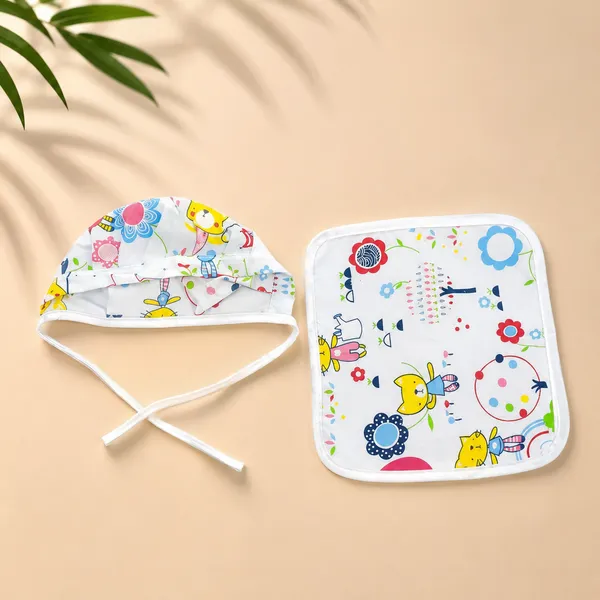 18_Piece_Newborn_Baby_Bedding_Set_with_Mosquito_Net,_Carry_Nest,_Mattress,_Pillow,_Bolsters,_Baby_Cap,_Bibs_&_Accessories_|_Soft_Cotton_Baby_Gift_Set_|_Sky_Blue_With_Printed_Yellow_Kity