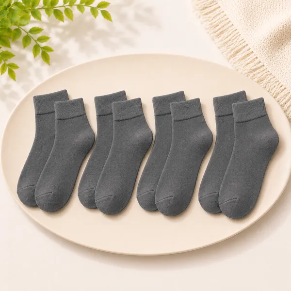 Kids_Grey_Cotton_Ankle_Length_Socks_(Pack_of_4)_|_Soft_&_Stretchable_Daily_Wear