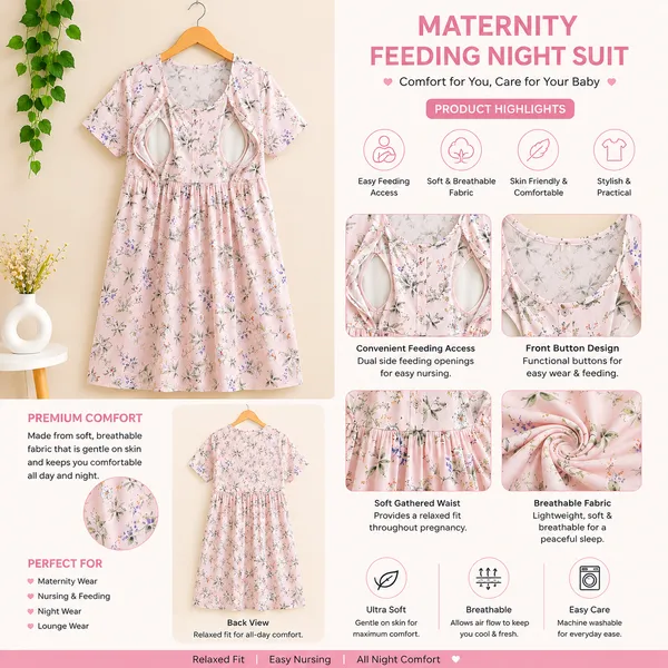 Women's_Maternity_Feeding_Night_Gown_|_Soft_&_Breathable_Cotton_Printed_Nursing_Dress_with_Hidden_Feeding_Zip_|_Half_Sleeve_Lounge_Wear_|_Peach