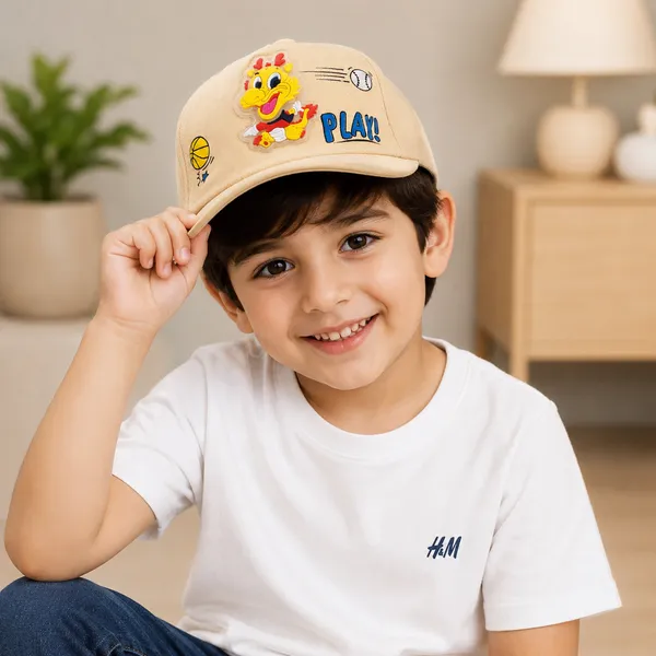 Kids_Lion_Cartoon_Cotton_Baseball_Cap_for_Boys_&_Girls_|_Soft_Summer_Sun_Cap_|_Beige