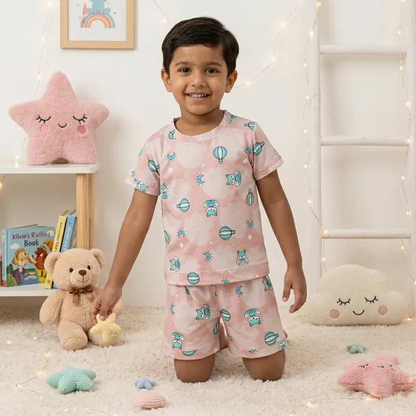 DOLPHIN_CUTE_CARTOON_PRINTED_KIDS_CO-ORD_SET_(T-SHIRT_&_SHORTS_COMBO)_FUN_SUMMER_COLLECTION