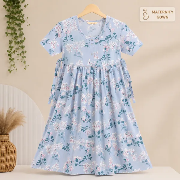 Women's_Maternity_Feeding_Night_Gown_|_Soft_&_Breathable_Cotton_Printed_Nursing_Dress_with_Hidden_Feeding_Zip_|_Half_Sleeve_Lounge_Wear_|_Light_Sky