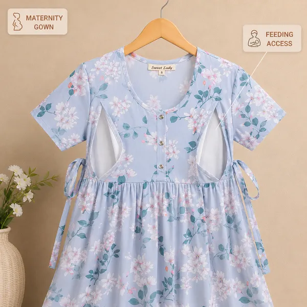 Women's_Maternity_Feeding_Night_Gown_|_Soft_&_Breathable_Cotton_Printed_Nursing_Dress_with_Hidden_Feeding_Zip_|_Half_Sleeve_Lounge_Wear_|_Light_Sky