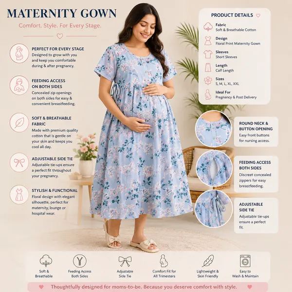 Women's_Maternity_Feeding_Night_Gown_|_Soft_&_Breathable_Cotton_Printed_Nursing_Dress_with_Hidden_Feeding_Zip_|_Half_Sleeve_Lounge_Wear_|_Light_Sky