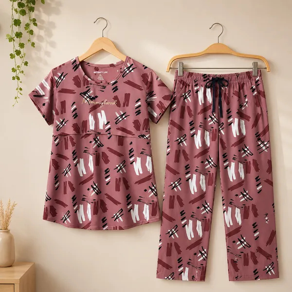 Women's_Maternity_Feeding_Night_Dress_|_Soft_&_Breathable_Cotton_Printed_Nursing_Dress_with_Hidden_Feeding_Zip_|_Half_Sleeve_Lounge_Wear_|_Beige