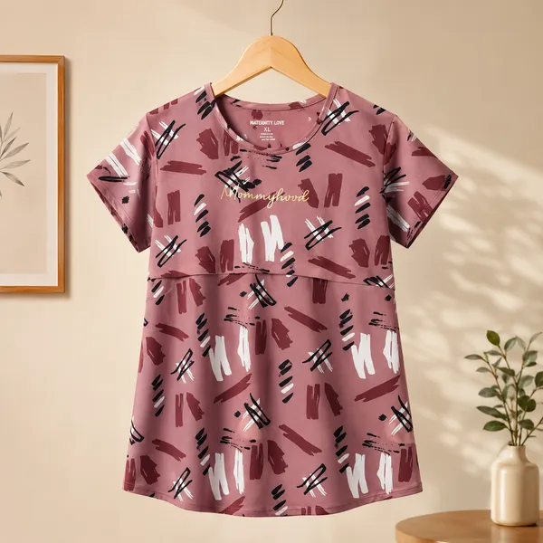 Women's_Maternity_Feeding_Night_Dress_|_Soft_&_Breathable_Cotton_Printed_Nursing_Dress_with_Hidden_Feeding_Zip_|_Half_Sleeve_Lounge_Wear_|_Beige